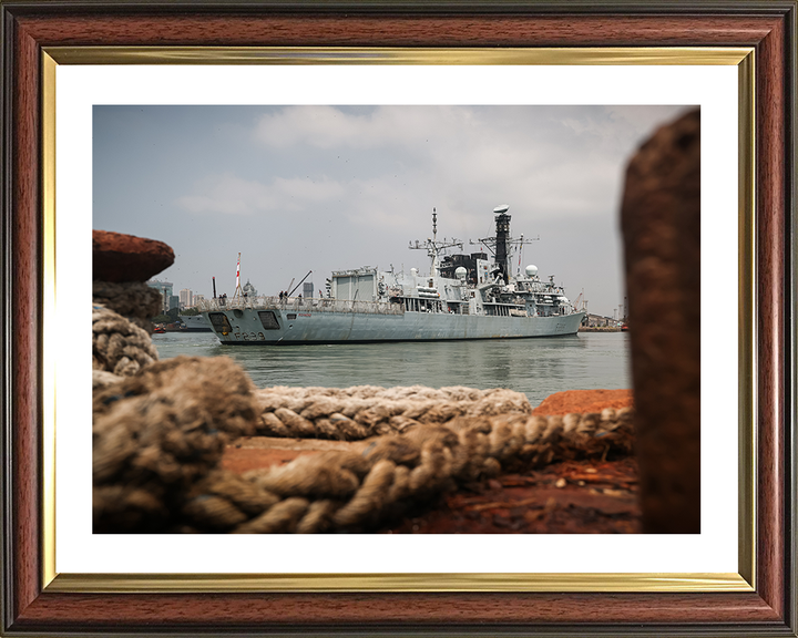 HMS Richmond (F239) Photo Print - Entering Mumbai 2025 - Royal Navy Type 23 Frigate Posters, Prints, & Visual Artwork Hampshire Prints 10 x 8 Classic Frame Yes