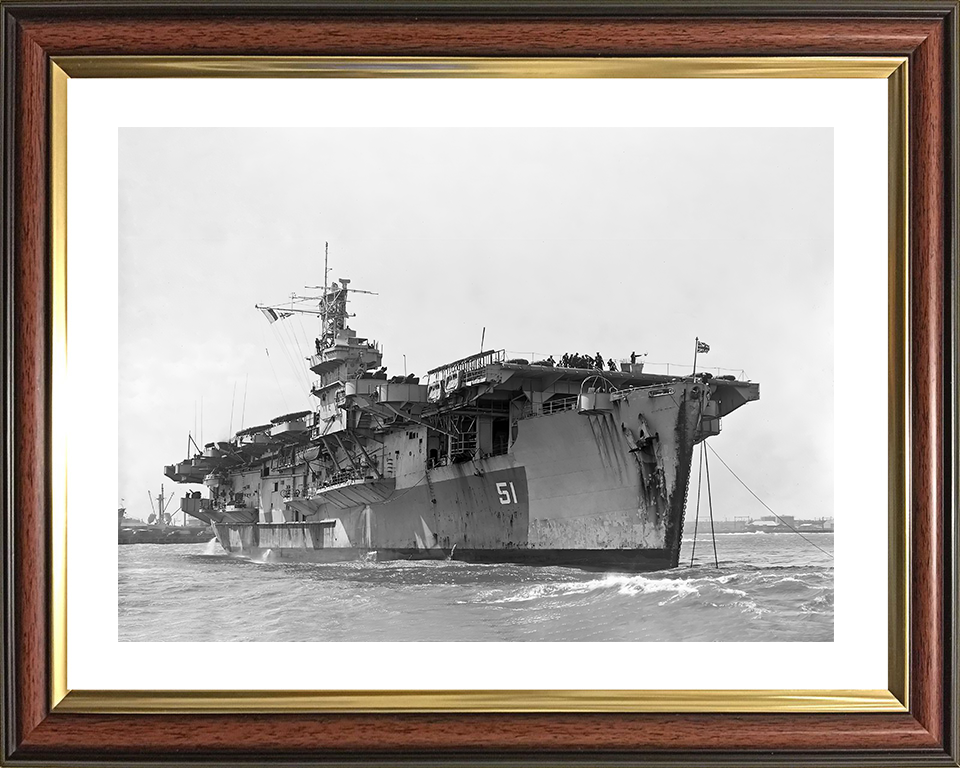 HMS Atheling (D51) Royal Navy Ruler Class Escort Carrier At a Buoy Photo Print Wall Art Decor Posters, Prints, & Visual Artwork Hampshire Prints 10 x 8 Classic Frame Yes