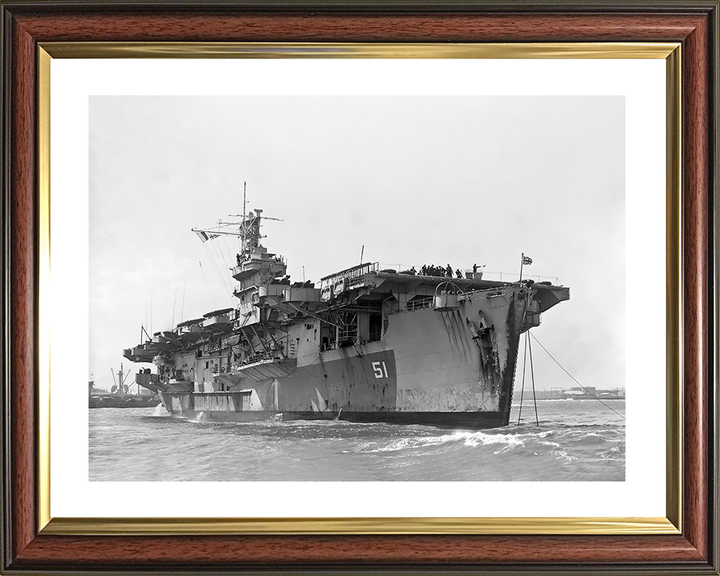HMS Atheling (D51) Royal Navy Ruler Class Escort Carrier At a Buoy Photo Print Wall Art Decor Posters, Prints, & Visual Artwork Hampshire Prints 10 x 8 Classic Frame Yes