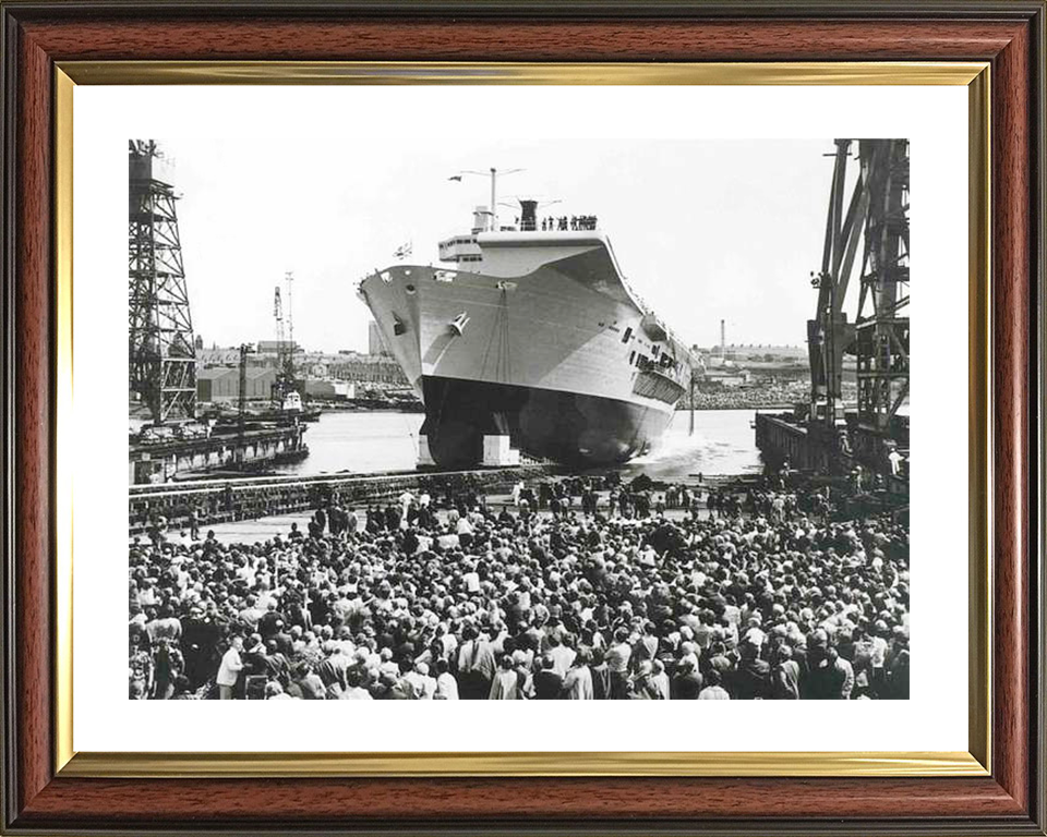 HMS Ark Royal (R07) Royal Navy Invincible Class Aircraft Carrier Launch Photo Print Wall Art Decor Posters, Prints, & Visual Artwork Hampshire Prints 10 x 8 Classic Frame Yes