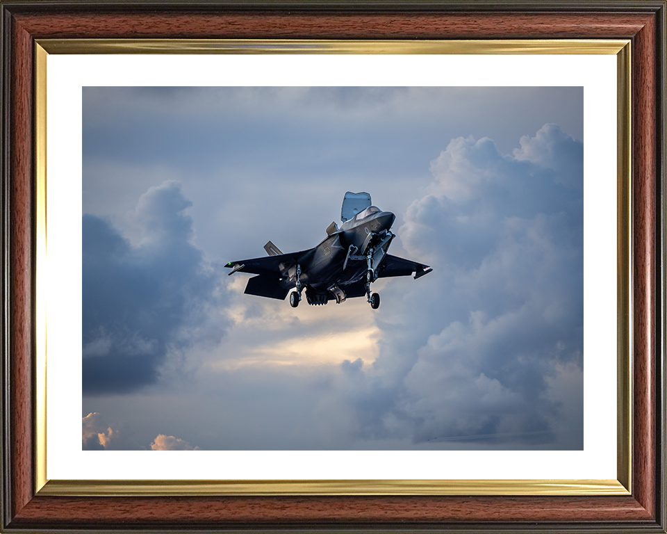 F-35B Lighting Jet Hovering Before Landing Photo Print - Royal Navy Aircraft Posters, Prints, & Visual Artwork Hampshire Prints 10 x 8 Classic Frame Yes
