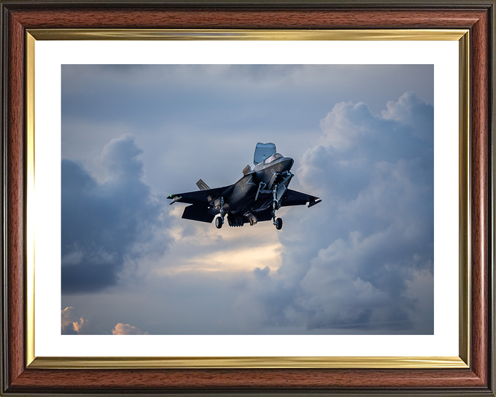 F-35B Lighting Jet Hovering Before Landing Photo Print - Royal Navy Aircraft Posters, Prints, & Visual Artwork Hampshire Prints 10 x 8 Classic Frame Yes
