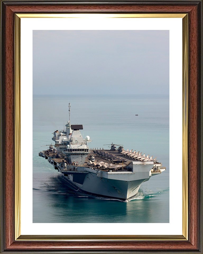 HMS Prince of Wales (R09) Photo Print - Arriving in Darwin 2025 - Royal Navy Queen Elizabeth Class Aircraft Carrier Hampshire Prints 10 x 8 Classic Frame Yes