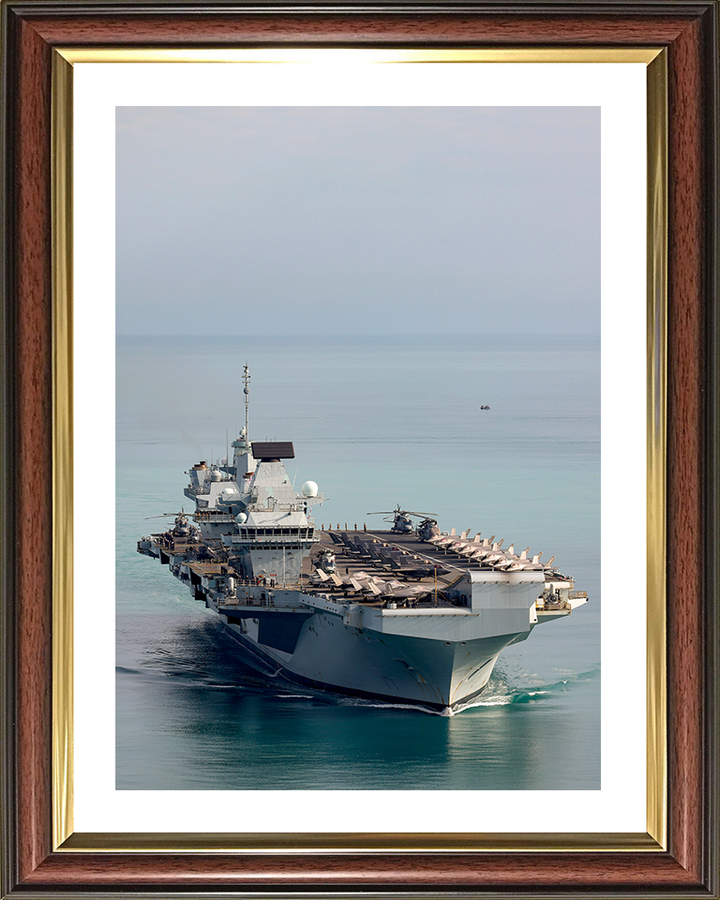 HMS Prince of Wales (R09) Photo Print - Arriving in Darwin 2025 - Royal Navy Queen Elizabeth Class Aircraft Carrier Hampshire Prints 10 x 8 Classic Frame Yes