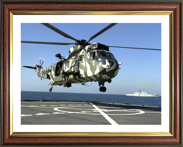 Sea King Mk6 Helicopter from HMS Illustrious Photo Print - Royal Navy Aircraft Hampshire Prints 10 x 8 Classic Frame Yes