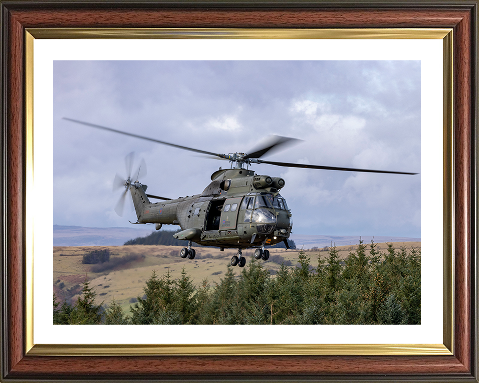 RAF Puma HC2 Helicopter in flight Photo Print - Royal Air Force Aircraft Hampshire Prints 10 x 8 Classic Frame Yes