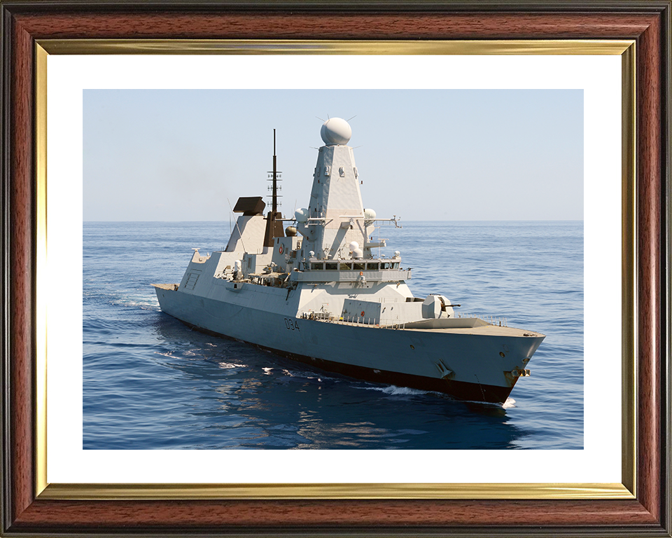 HMS Diamond (D34) Royal Navy Type 45 Destroyer High Starboard Bow View Photo Print Wall Art Decor Posters, Prints, & Visual Artwork Hampshire Prints 10 x 8 Classic Frame Yes