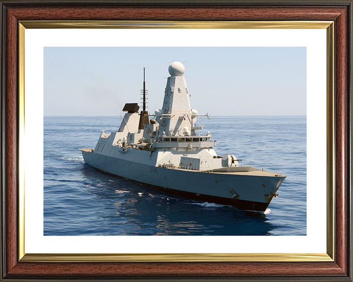 HMS Diamond (D34) Royal Navy Type 45 Destroyer High Starboard Bow View Photo Print Wall Art Decor Posters, Prints, & Visual Artwork Hampshire Prints 10 x 8 Classic Frame Yes