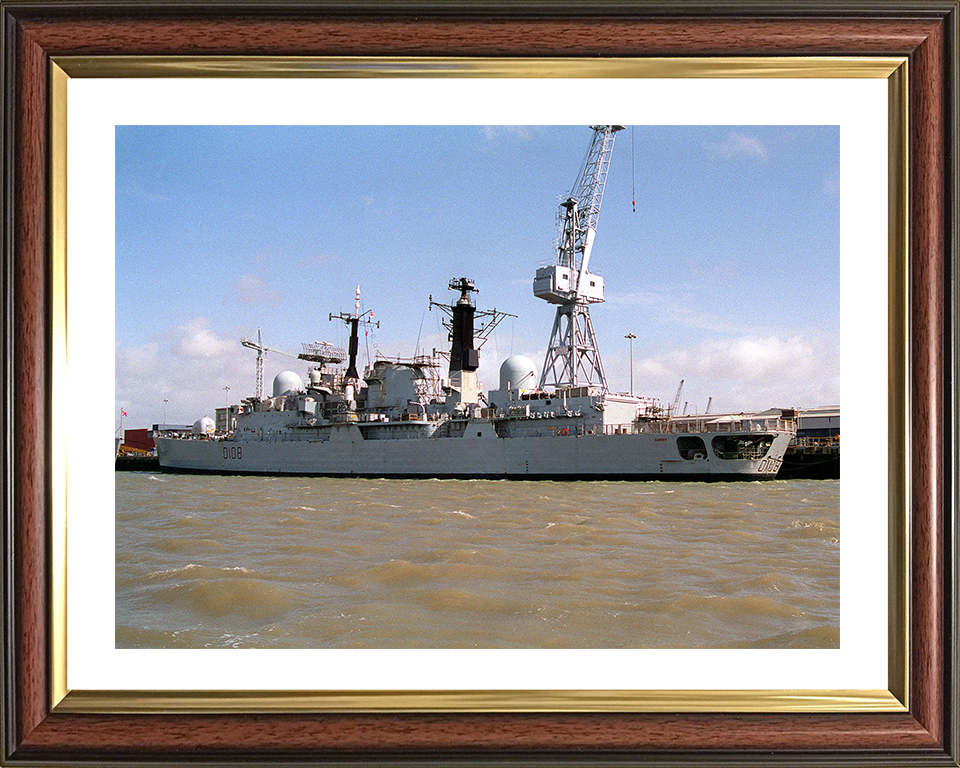 HMS Cardiff (D108) Photo Print - Portsmouth 1994 - Royal Navy Type 42 Destroyer Hampshire Prints 10 x 8 Classic Frame Yes