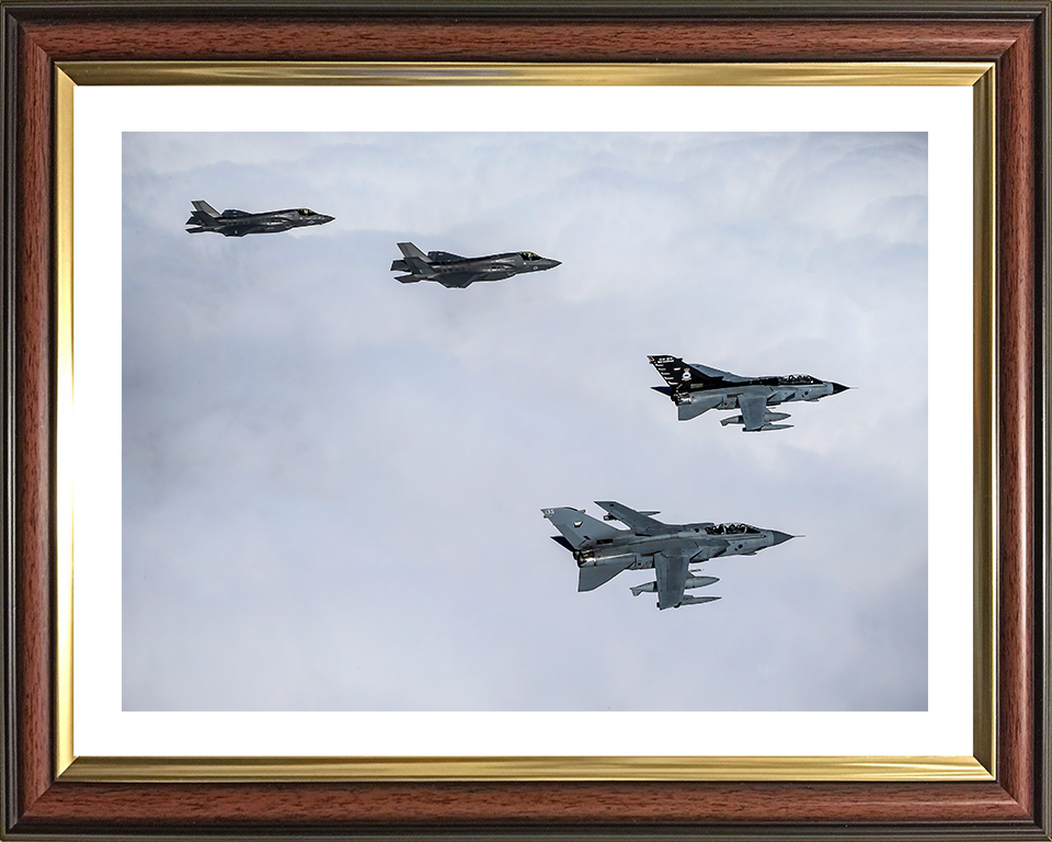 Two RAF Tornado GR4’s with US F35-B’s Photo Print - Royal Air Force Aircraft Hampshire Prints 10 x 8 Classic Frame Yes