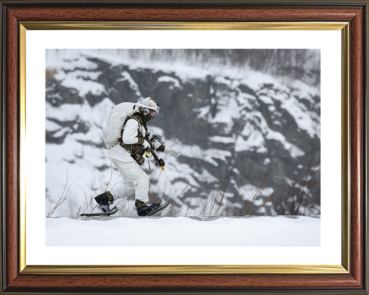 Royal Marine in Snow Shoes During Cold Weather exercise Photo Print 40 Commando Marines Wall Art Military Decor Posters, Prints, & Visual Artwork Hampshire Prints 10 x 8 Classic Frame Yes