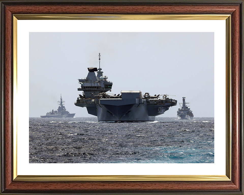 HMS Prince of Wales (R09) Photo Print - The Red Sea 2025 - Royal Navy Queen Elizabeth Class Aircraft Carrier Hampshire Prints 10 x 8 Classic Frame Yes