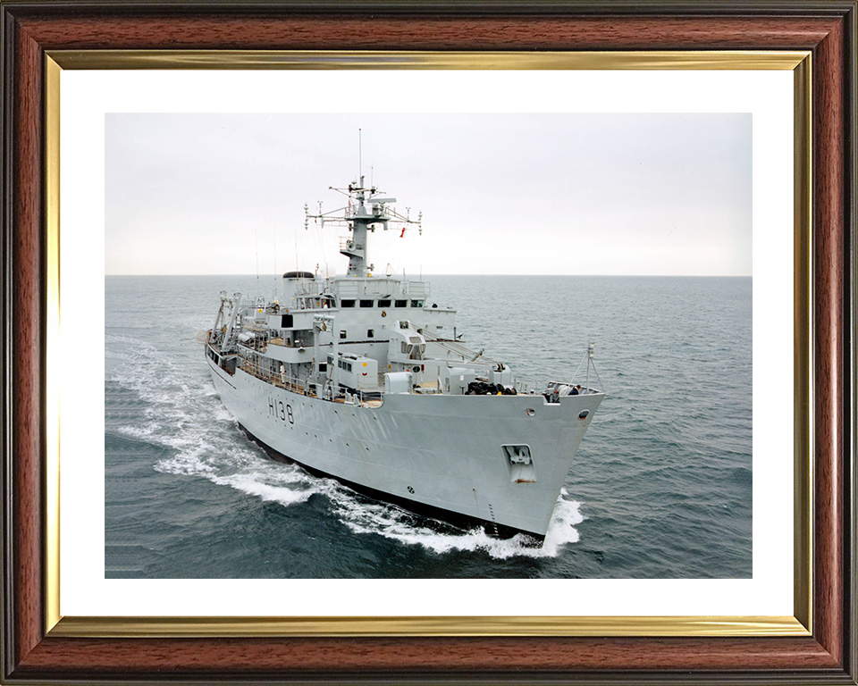HMS Herald (H138) Photo Print - Port Side View At Sea - Royal Navy Hecla Class Survey Vessel