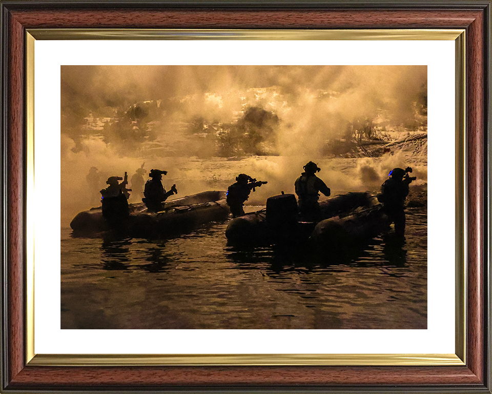 Royal Marines beach assault at Night live firing Photo Print 30 Commando Wall Art Military Decor UK Posters, Prints, & Visual Artwork Hampshire Prints 10 x 8 Classic Frame Yes