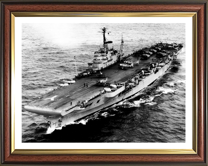 HMS Illustrious (87) Photo Print - Port Bow View - Royal Navy Illustrious Class Aircraft Carrier Hampshire Prints 10 x 8 Classic Frame Yes