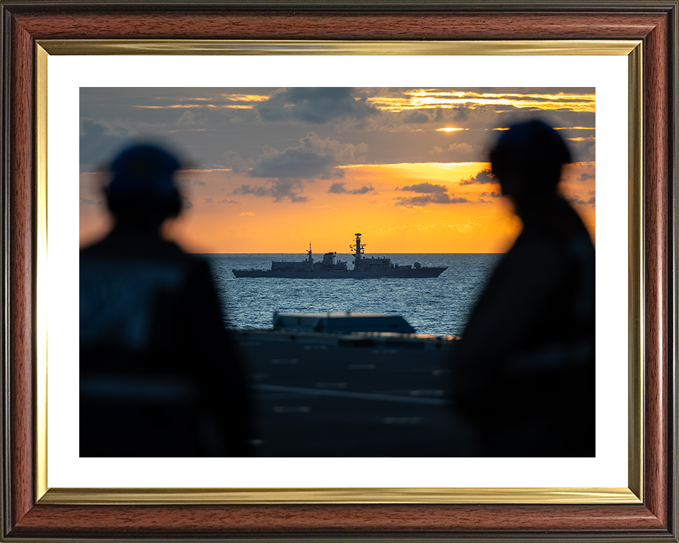 HMS Richmond (F239) Photo Print - From HMS Prince of Wales 2025 - Royal Navy Type 23 Frigate Hampshire Prints 10 x 8 Classic Frame Yes