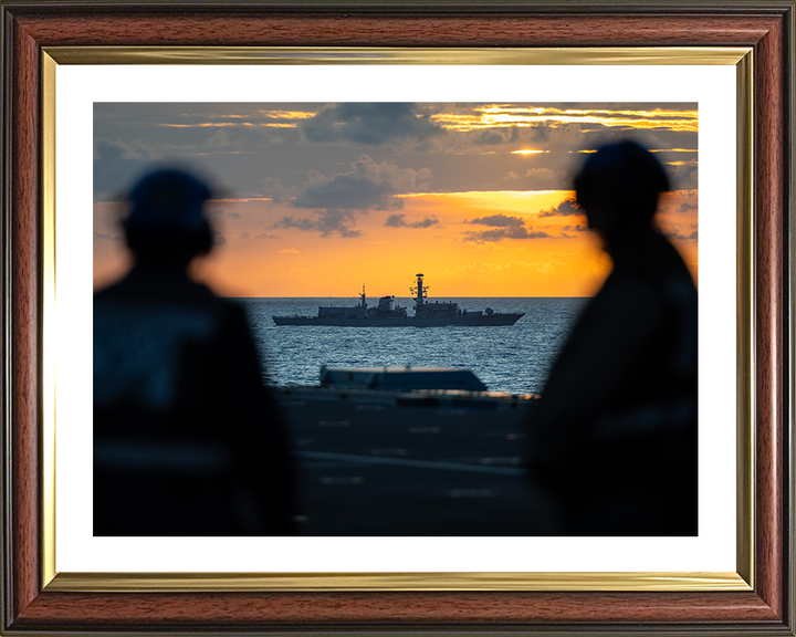HMS Richmond (F239) Photo Print - From HMS Prince of Wales 2025 - Royal Navy Type 23 Frigate Hampshire Prints 10 x 8 Classic Frame Yes