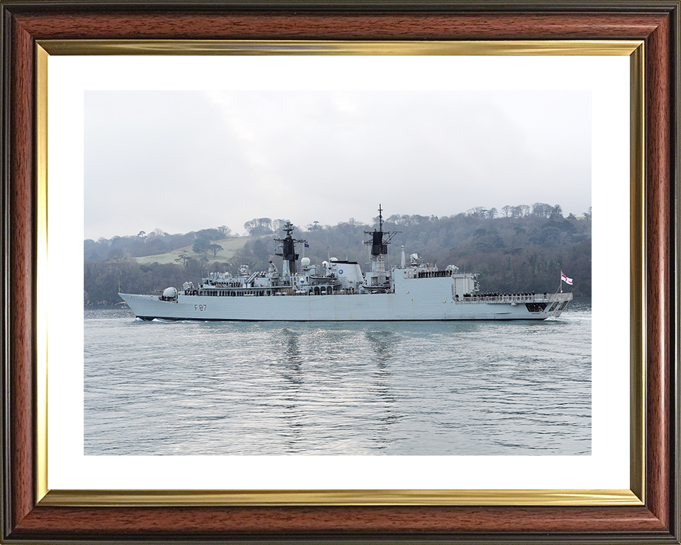 HMS Chatham (F87) Royal Navy Type 22 Frigate Deploys 2010 Photo Print Wall Art Decor Posters, Prints, & Visual Artwork Hampshire Prints 10 x 8 Classic Frame Yes