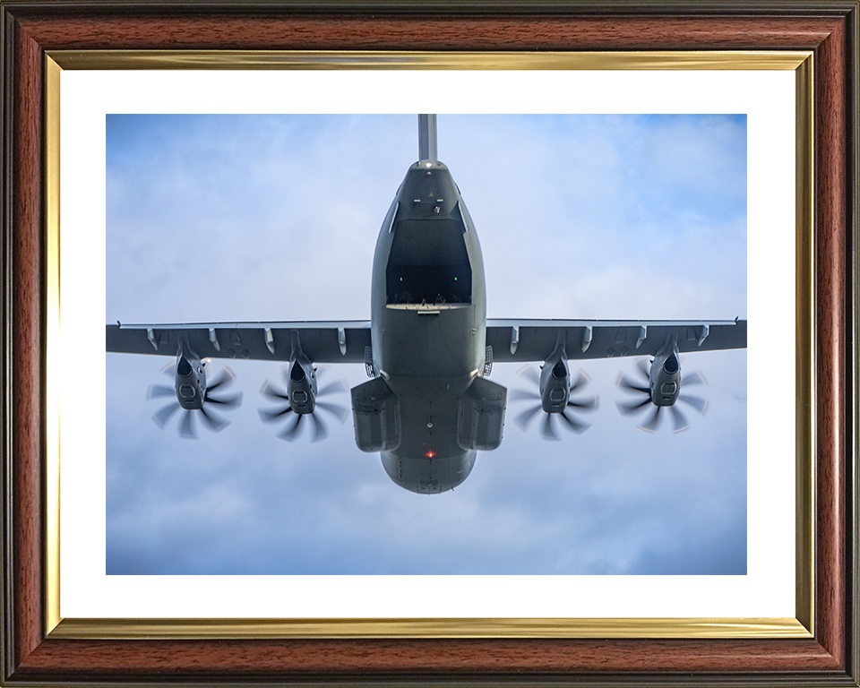 RAF Atlas A400M taking Fly Over Royal Air Force Aircraft Photo Print Wall Art Aviation Decor UK Posters, Prints, & Visual Artwork Hampshire Prints 10 x 8 Classic Frame Yes