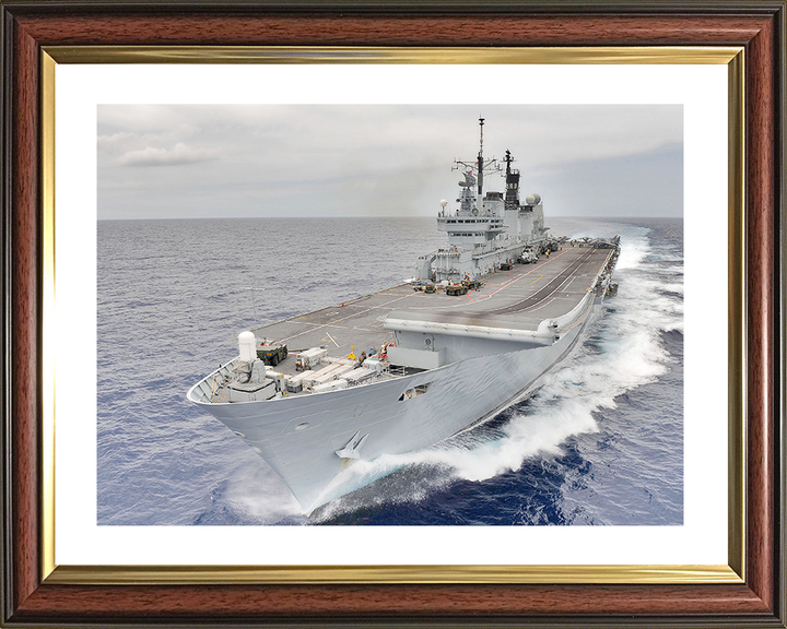 HMS Ark Royal (R07) Royal Navy Invincible Class Aircraft Carrier At Speed Photo Print Wall Art Decor Posters, Prints, & Visual Artwork Hampshire Prints 10 x 8 Classic Frame Yes