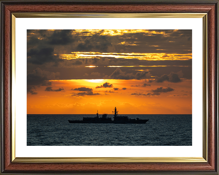 HMS Richmond (F239) Photo Print - At Sunset 2025 - Royal Navy Type 23 Frigate Hampshire Prints 10 x 8 Classic Frame Yes