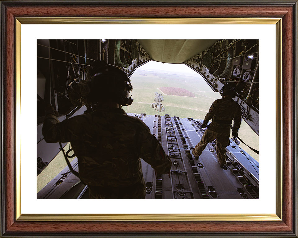 RAF Load Masters Drop CDS From an A400M Aircraft Photo Print Royal Air Force Wall Art Poster Posters, Prints, & Visual Artwork Hampshire Prints 10 x 8 Classic Frame Yes