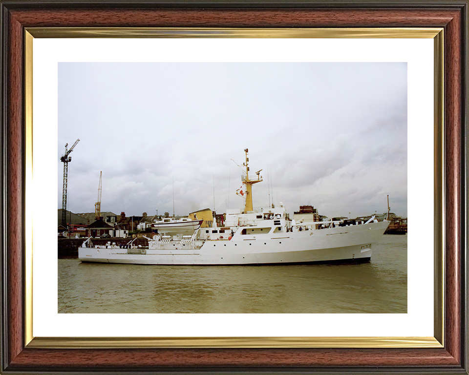 HMS Beagle (A319) Royal Navy Bulldog Class Survey Vessel Starboard Beam View Photo Print Wall Art Decor Posters, Prints, & Visual Artwork Hampshire Prints 10 x 8 Classic Frame Yes