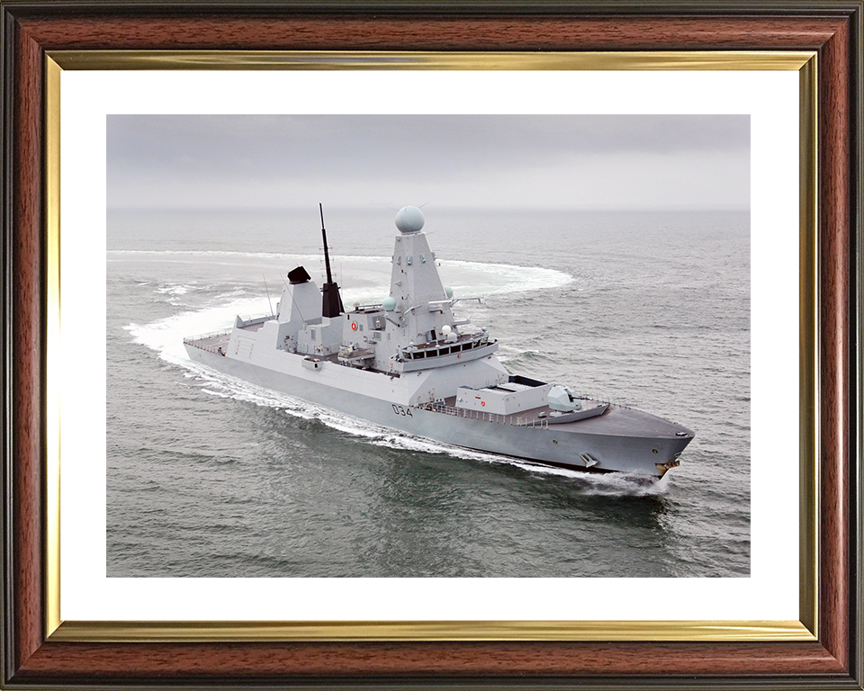 HMS Diamond (D34) Royal Navy Type 45 Destroyer Turning to Port Photo Print Wall Art Decor Posters, Prints, & Visual Artwork Hampshire Prints 10 x 8 Classic Frame Yes