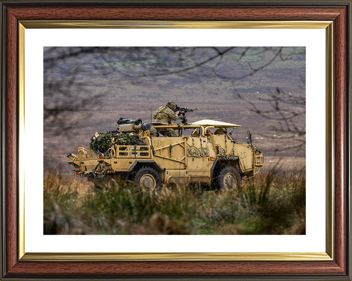 Soldier on a Jackal 2 Vehicle Providing Support British Army Vehicle Photo Print Wall Art Military Decor UK Posters, Prints, & Visual Artwork Hampshire Prints 10 x 8 Classic Frame Yes
