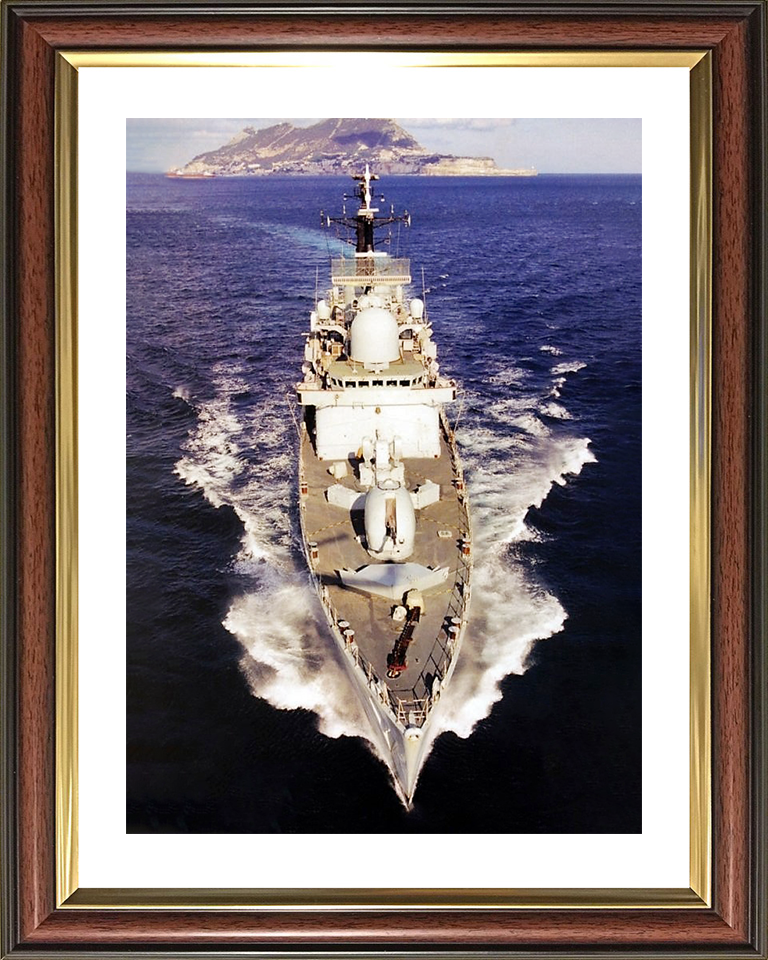 HMS Cardiff (D108) Royal Navy Type 42 Destroyer Off Gibraltar Photo Print Wall Art Decor Posters, Prints, & Visual Artwork Hampshire Prints 10 x 8 Classic Frame Yes
