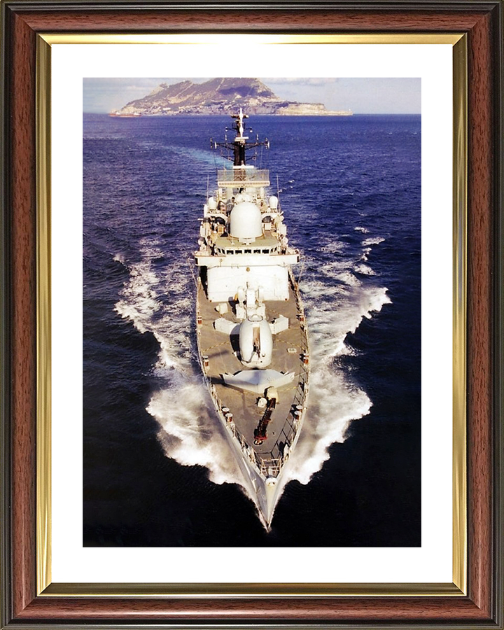 HMS Cardiff (D108) Royal Navy Type 42 Destroyer Off Gibraltar Photo Print Wall Art Decor Posters, Prints, & Visual Artwork Hampshire Prints 10 x 8 Classic Frame Yes