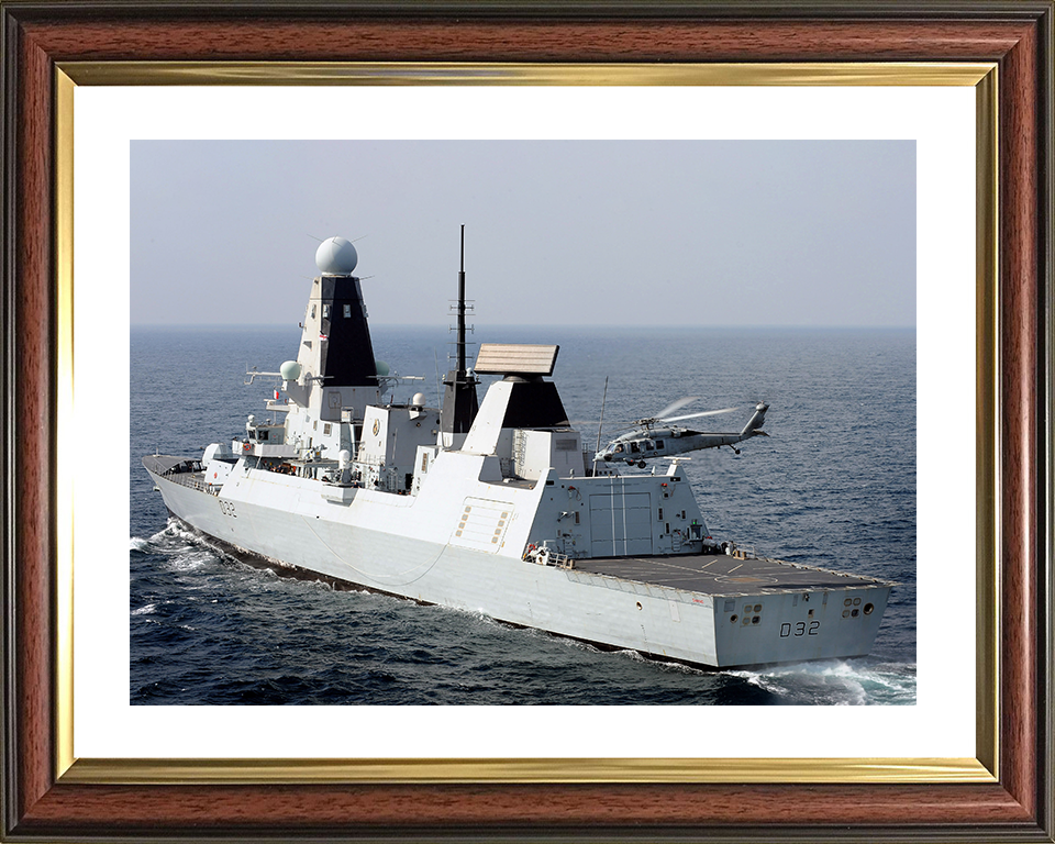 HMS Daring (D32) Royal Navy Type 45 Destroyer With Seahawk Helicopter 2012 Photo Print Wall Art Decor Posters, Prints, & Visual Artwork Hampshire Prints 10 x 8 Classic Frame Yes