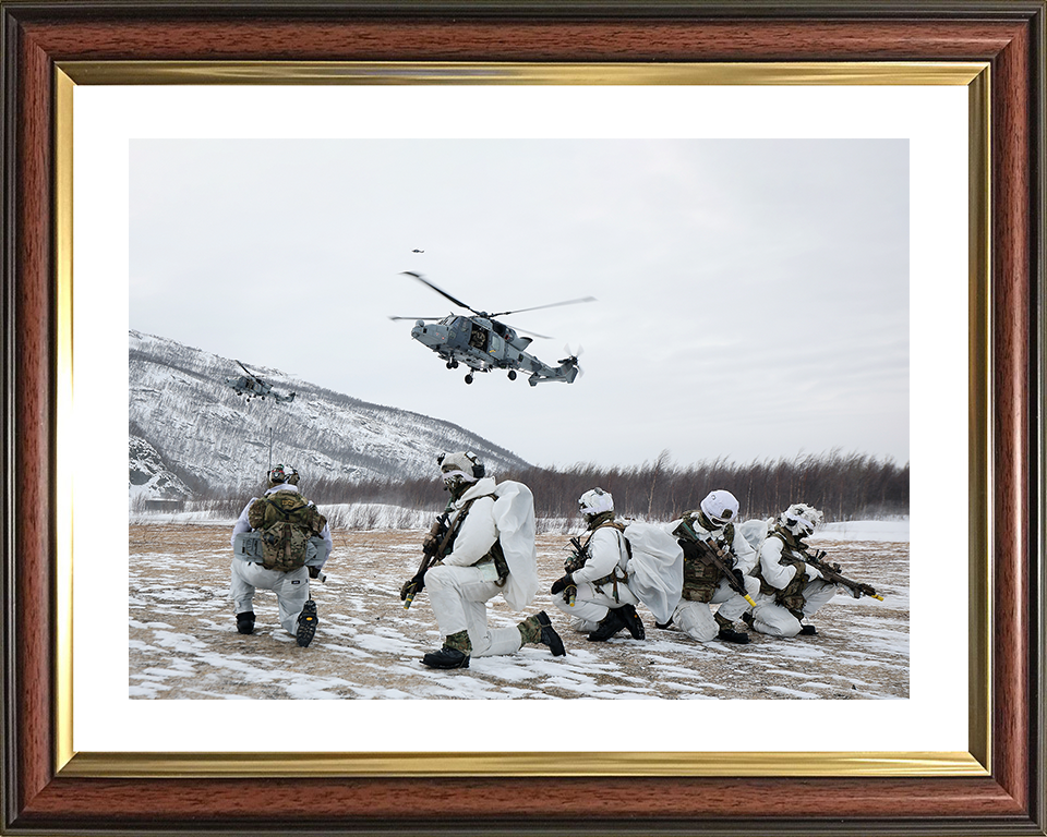 Royal Marines With Wildcat Helicopters in Norway Photo Print 40 Commando Wall Art Military Poster Posters, Prints, & Visual Artwork Hampshire Prints 10 x 8 Classic Frame Yes