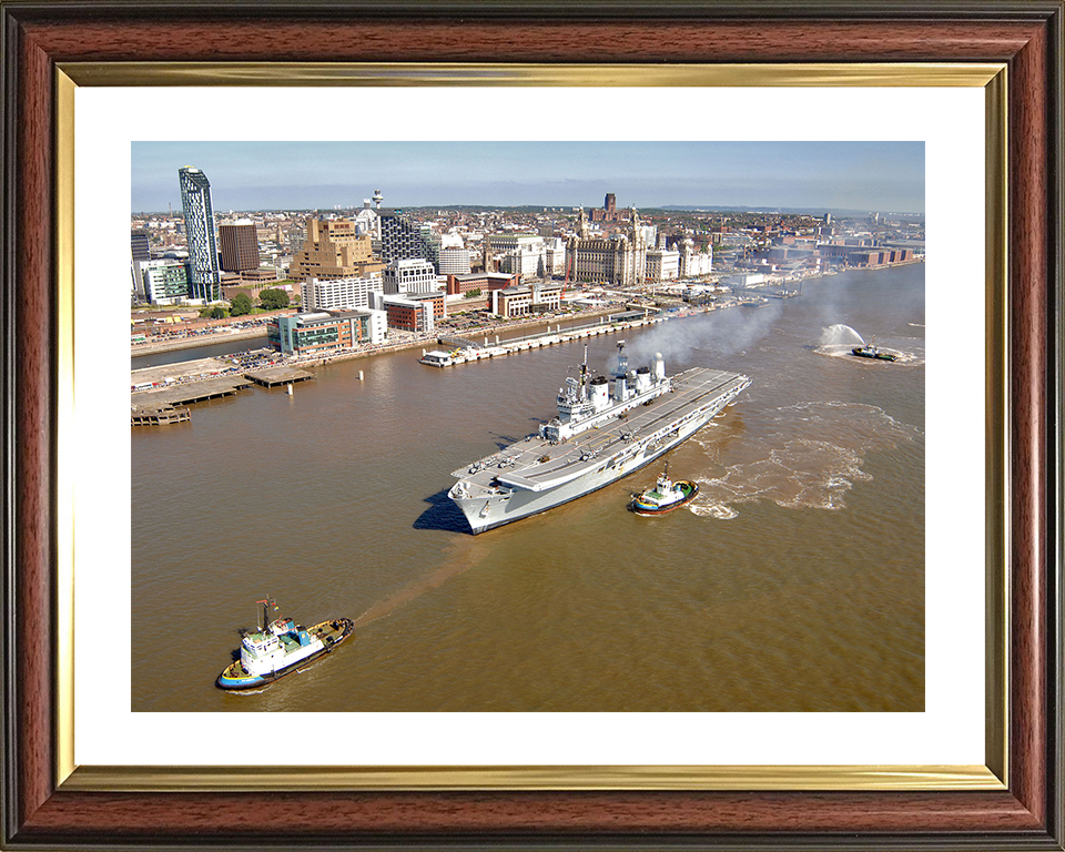 HMS Ark Royal (R07) Royal Navy Invincible Class Aircraft Carrier Departs Liverpool 2008 Photo Print Wall Art Decor Posters, Prints, & Visual Artwork Hampshire Prints 10 x 8 Classic Frame Yes