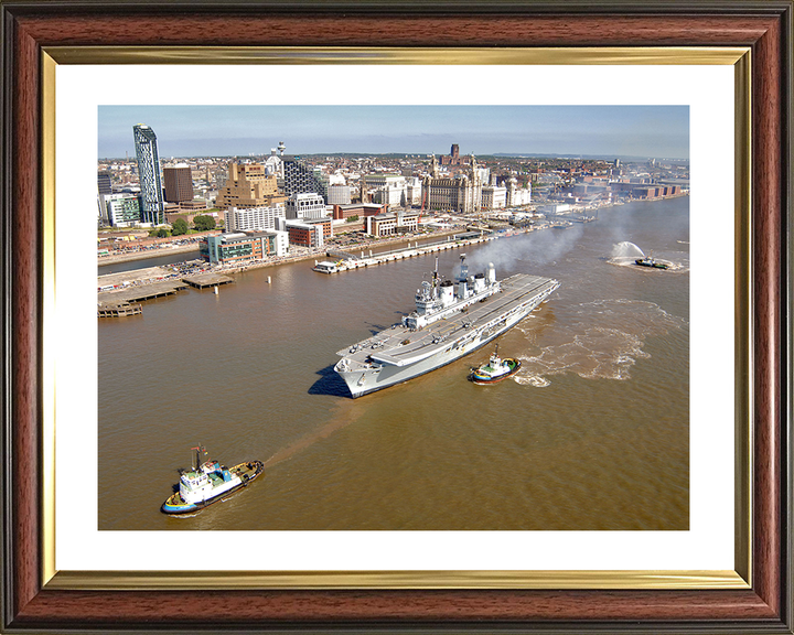 HMS Ark Royal (R07) Royal Navy Invincible Class Aircraft Carrier Departs Liverpool 2008 Photo Print Wall Art Decor Posters, Prints, & Visual Artwork Hampshire Prints 10 x 8 Classic Frame Yes
