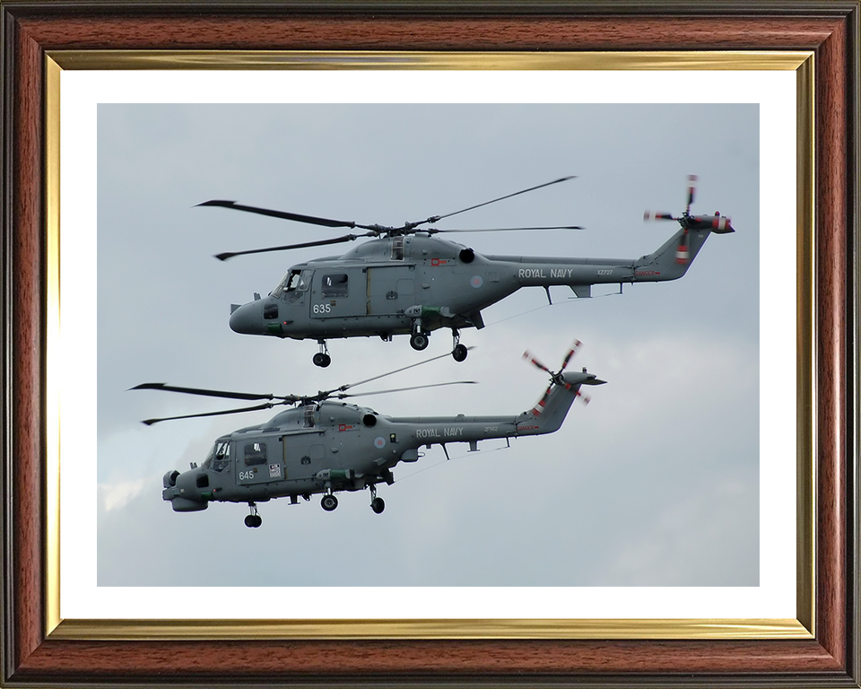 Two Westland Lynx Helicopters in Flight Photo Print - Royal Navy Aircraft Hampshire Prints 10 x 8 Classic Frame Yes
