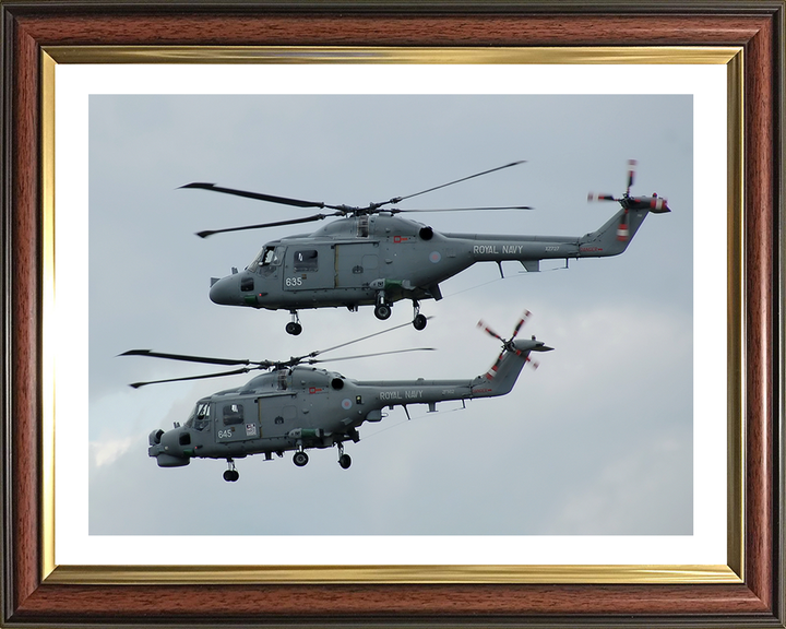 Two Westland Lynx Helicopters in Flight Photo Print - Royal Navy Aircraft Hampshire Prints 10 x 8 Classic Frame Yes