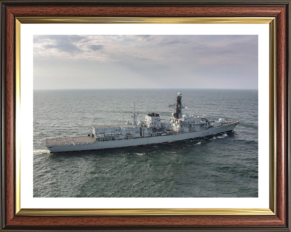 HMS Kent (F78) Photo Print - High Starboard View - Royal Navy Type 23 Frigate Hampshire Prints 10 x 8 Classic Frame Yes