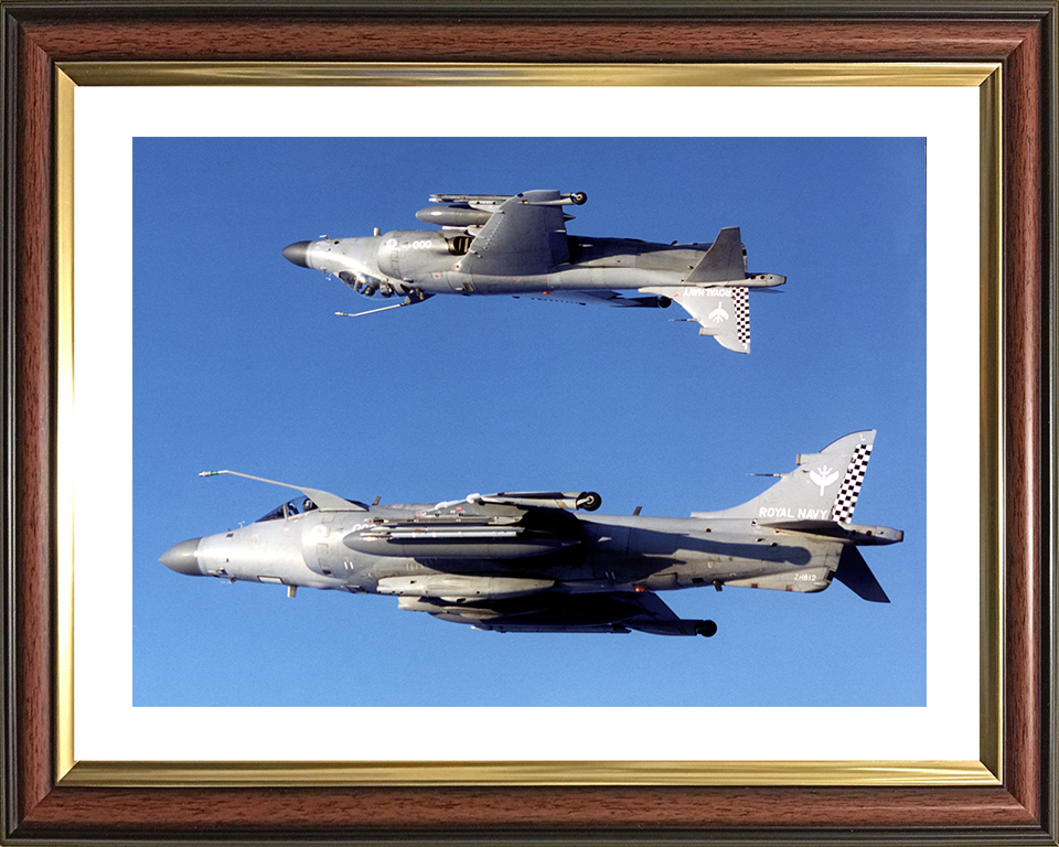 Harrier Jet inverted over a Harrier Photo Print - Royal Navy Aircraft Posters, Prints, & Visual Artwork Hampshire Prints 10 x 8 Classic Frame Yes