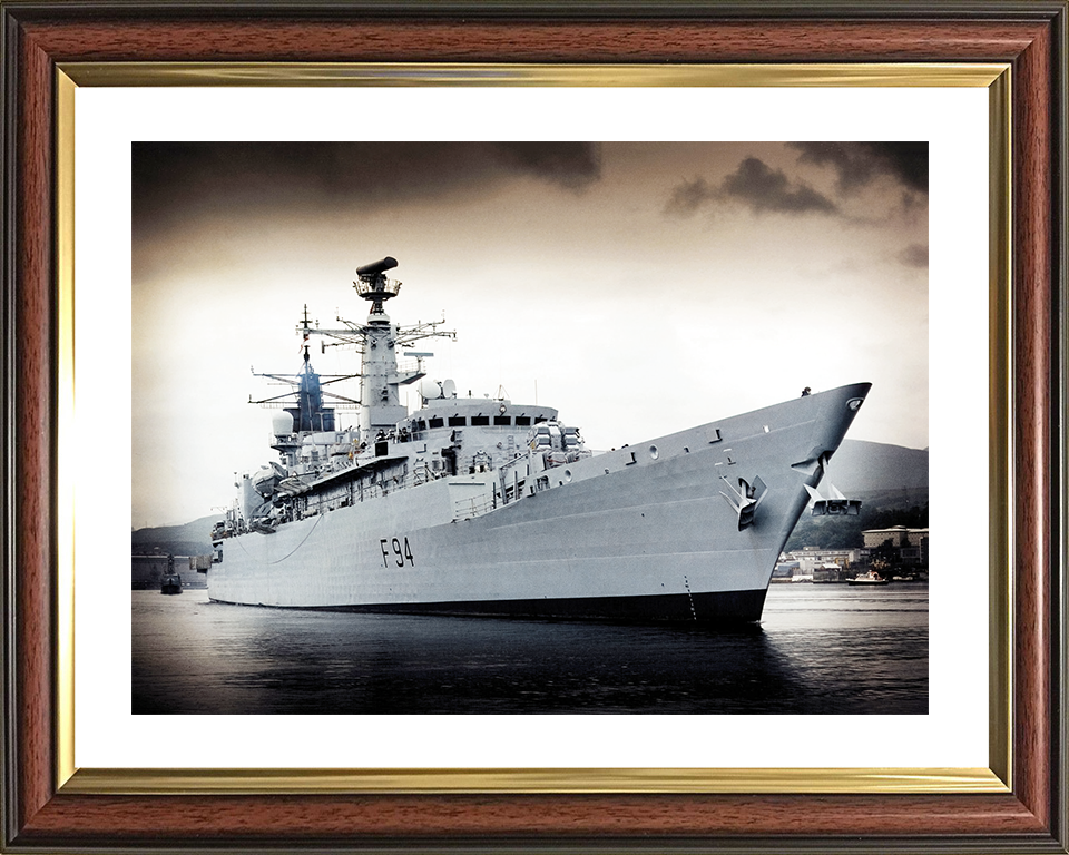 HMS Brave (F94) Royal Navy Type 22 Frigate Low Starboard Bow View Photo Print Wall Art Decor Posters, Prints, & Visual Artwork Hampshire Prints 10 x 8 Classic Frame Yes