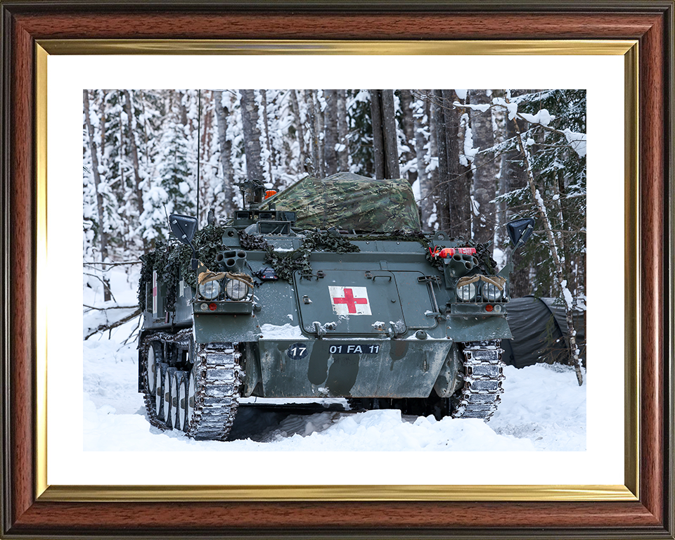 British Army Battlefield Ambulance in the Snow Photo Print Wall Art Military Vehicle Decor Poster Posters, Prints, & Visual Artwork Hampshire Prints 10 x 8 Classic Frame Yes