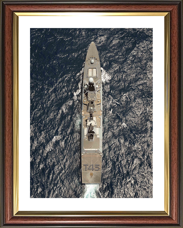 HMS Dauntless (D33) Royal Navy Type 45 Destroyer From Above Photo Print Wall Art Decor Posters, Prints, & Visual Artwork Hampshire Prints 10 x 8 Classic Frame Yes