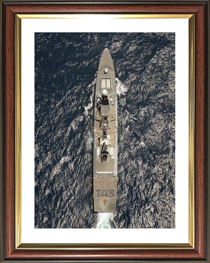 HMS Dauntless (D33) Royal Navy Type 45 Destroyer From Above Photo Print Wall Art Decor Posters, Prints, & Visual Artwork Hampshire Prints 10 x 8 Classic Frame Yes