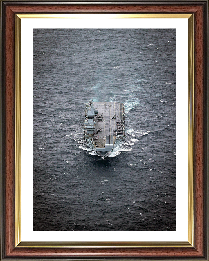 HMS Prince of Wales (R09) Photo Print - Bow View 2025 - Royal Navy Queen Elizabeth Class Aircraft Carrier Hampshire Prints 10 x 8 Classic Frame Yes
