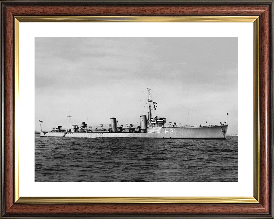 HMS Scimitar (H21) Photo Print - At Anchor 1935 - Royal Navy S Class Destroyer Posters, Prints, & Visual Artwork Hampshire Prints 10 x 8 Classic Frame Yes
