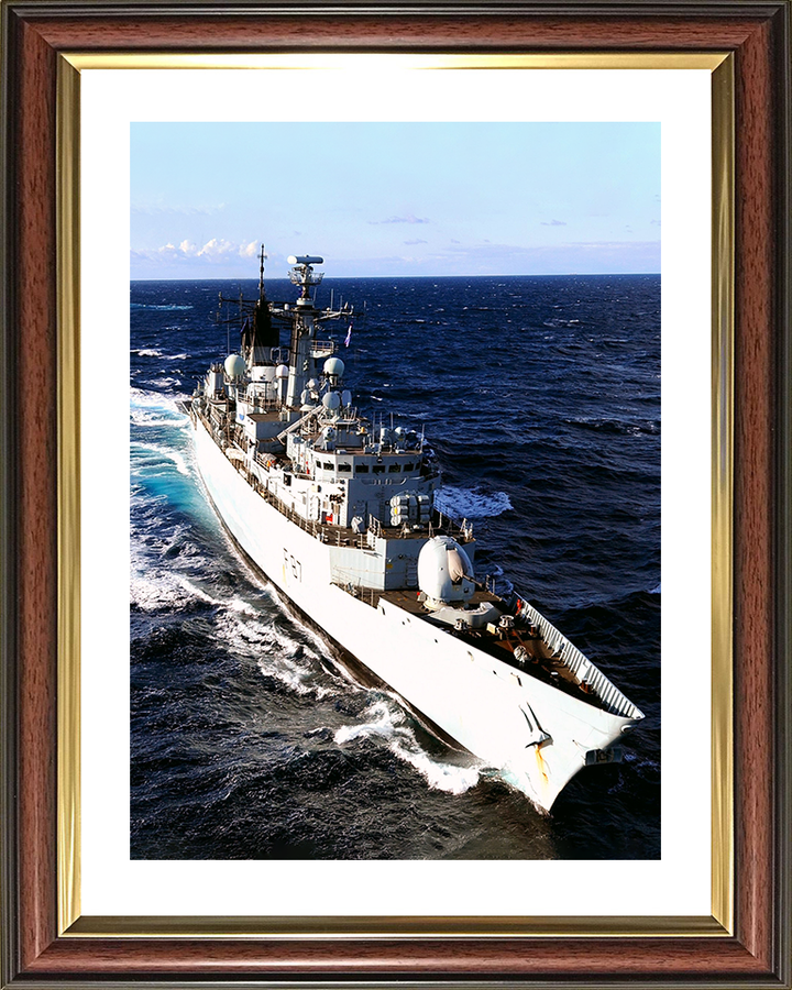 HMS Chatham (F87) Royal Navy Type 22 Frigate High Bow View Photo Print Wall Art Decor Posters, Prints, & Visual Artwork Hampshire Prints 10 x 8 Classic Frame Yes