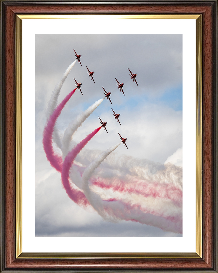 RAF Red Arrows Roll Demo 2025 Photo Print - Royal Air Force Aircraft Hampshire Prints 10 x 8 Classic Frame Yes