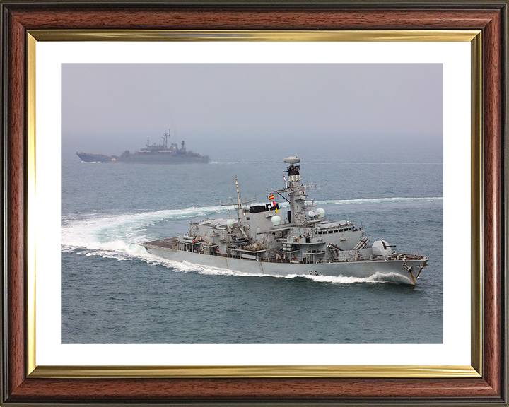 HMS Sutherland (F81) Photo Print - With Russian Warship 2016 - Royal Navy Type 23 Frigate Hampshire Prints 10 x 8 Classic Frame Yes
