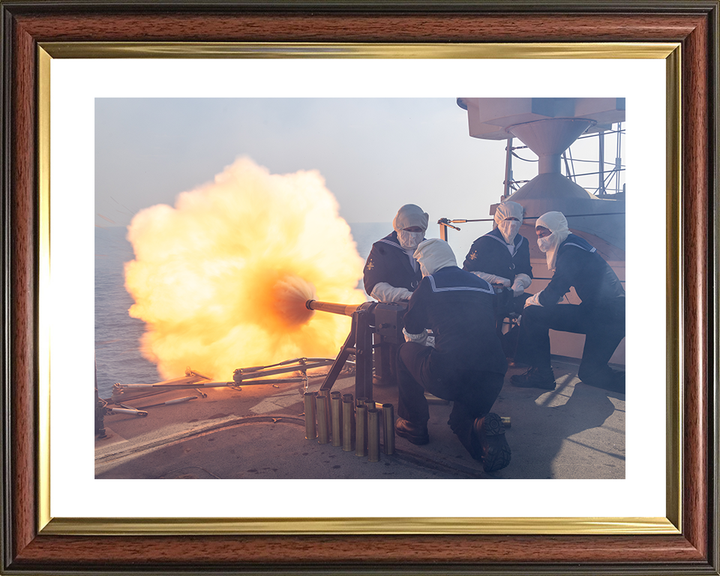 Royal Navy Gun Salute at the Decommissioning of HMS Lancaster Photo Print Wall Art Naval Decor Hampshire Prints 10 x 8 Classic Frame Yes