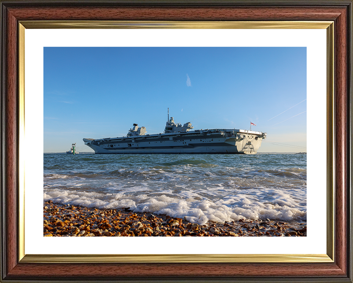HMS Prince of Wales (R09) Royal Navy Queen Elizabeth Class Aircraft Carrier Photo Print Apr 26 Wall Art Posters, Prints, & Visual Artwork Hampshire Prints 10 x 8 Classic Frame Yes